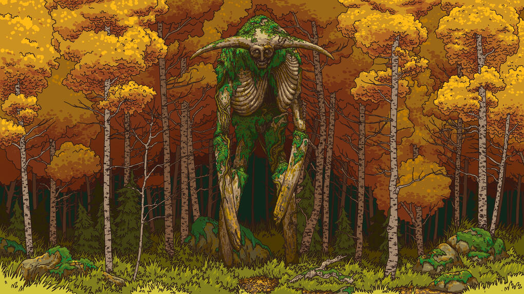 Nak'aska, The Golem Guardian of the Golden Glade; Procreate, 2026