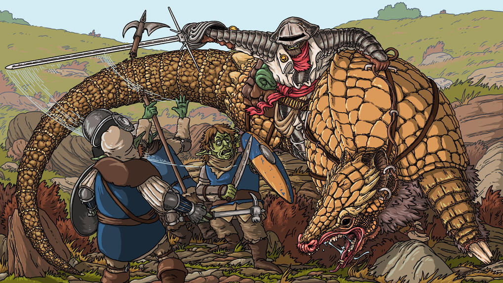 Garbunk, the Armadillo Rider From the East; Procreate, 2026